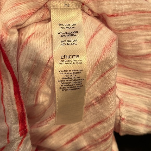 Chico’s Red & White Striped High Low Top - Picture 5 of 5